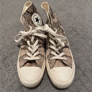 Converse High Top Sneakers - Beige Snake Print